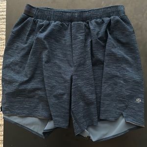 Blue lululemon lined running shorts M
